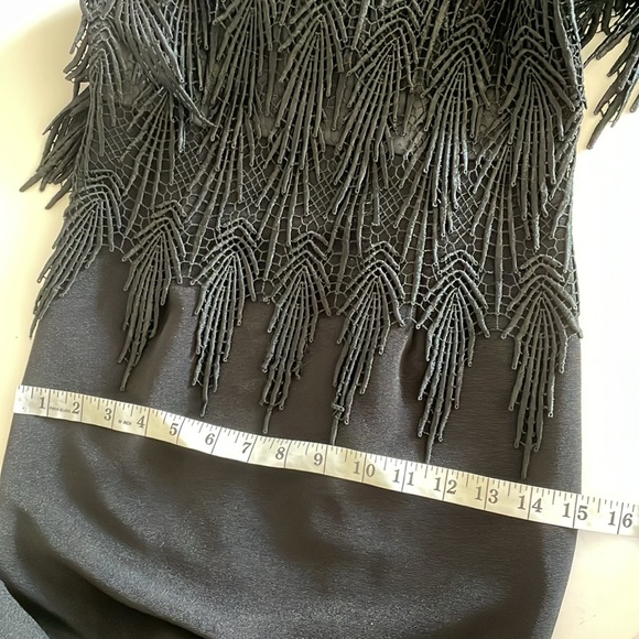 Vintage Pelicana Black Fringe Short Sleeve Formal Special Occasion Dress sz S - Picture 10 of 10